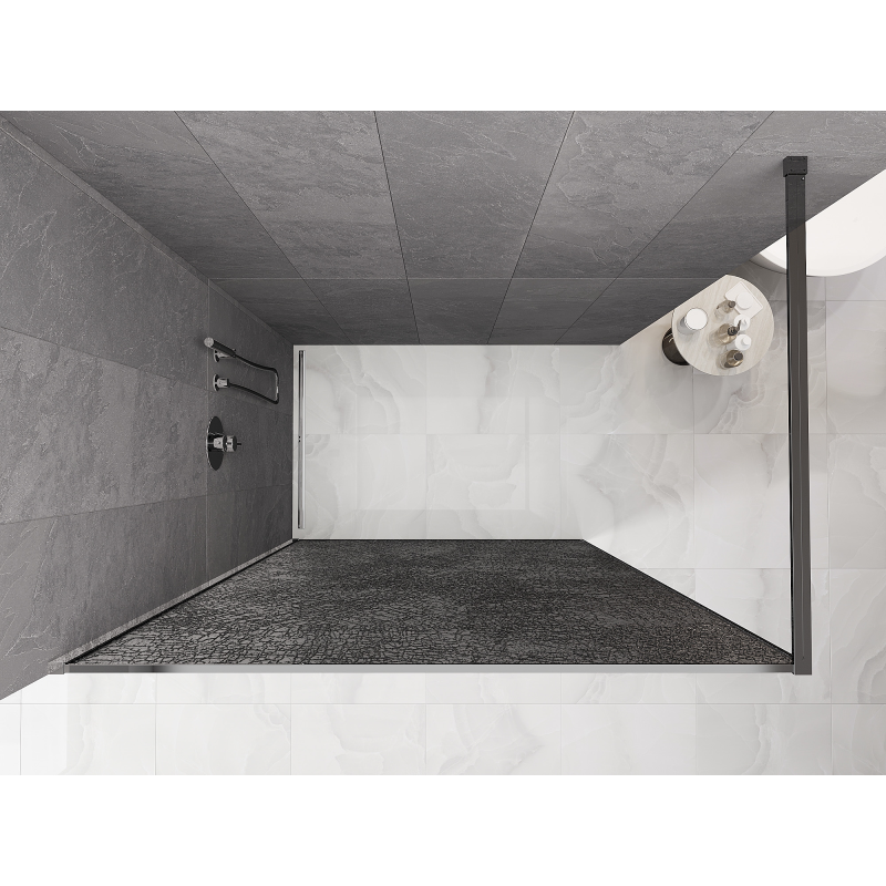 Mexen Kioto paroi de douche Walk-in 150 x 200 cm, crackle graphite 12 mm, chrome - 800-150-101-01-44-X