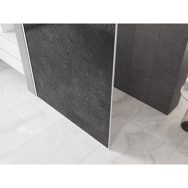 Mexen Kioto paroi de douche Walk-in 70 x 200 cm, crackle graphite 12 mm, blanc - 800-070-101-20-44-X