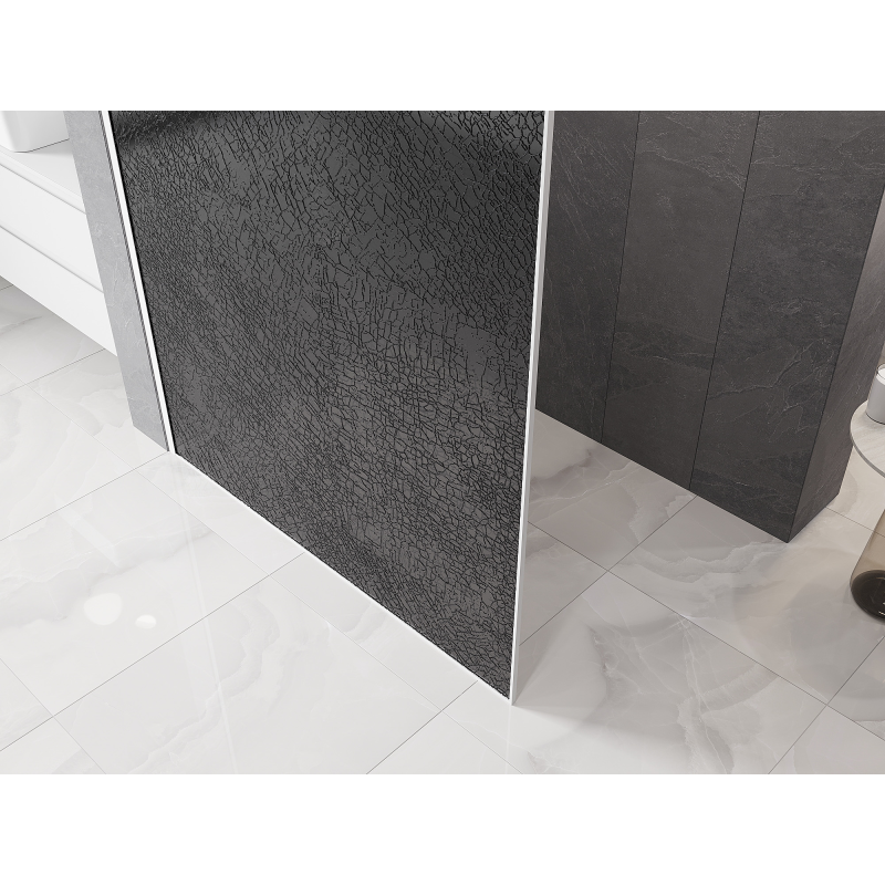 Mexen Kioto Paroi de douche Walk-in 80 x 200 cm, crackle graphite 12 mm, blanche - 800-080-101-20-44-X