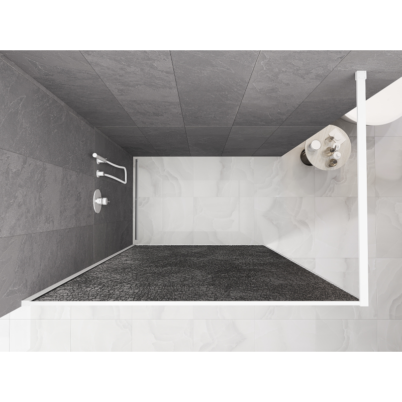 Mexen Kioto paroi de douche Walk-in 140 x 200 cm, crackle graphite 12 mm, blanche - 800-140-101-20-44-X