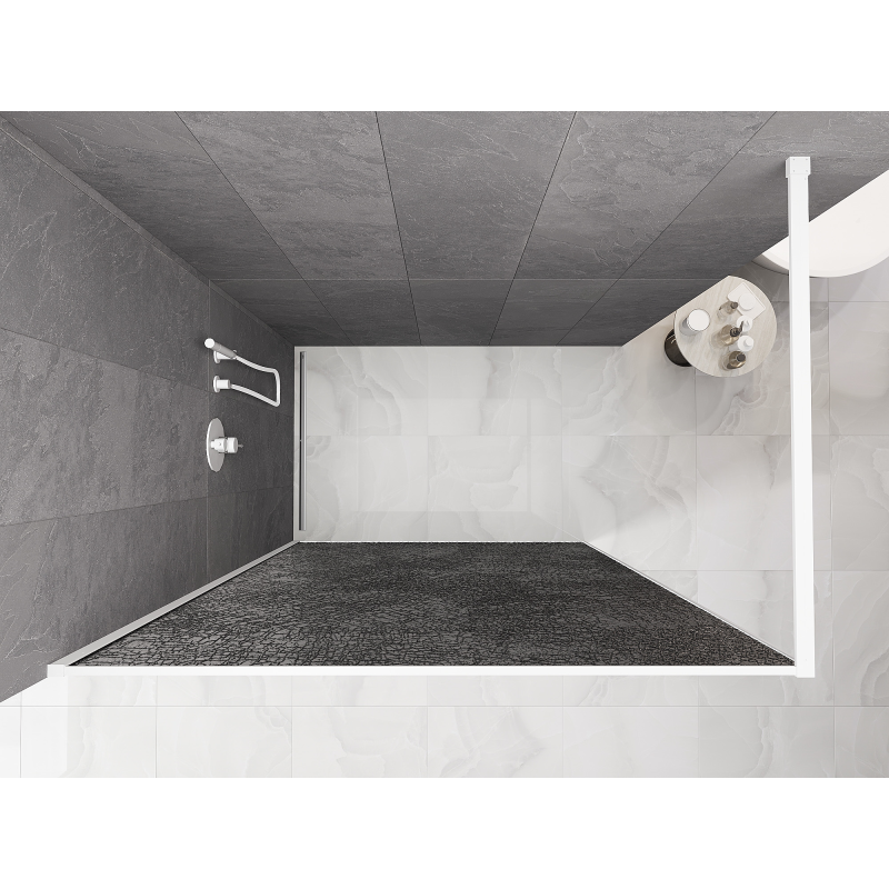 Mexen Kioto paroi de douche Walk-in 70 x 200 cm, crackle graphite 12 mm, blanc - 800-070-101-20-44-X