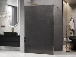 Mexen Kioto paroi de douche Walk-in 70 x 200 cm, crackle graphite 12 mm, dorée - 800-070-101-50-44-X