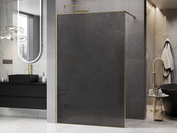 Mexen Kioto paroi de douche Walk-in 120 x 200 cm, crackle graphite 12 mm, or brossé - 800-120-101-55-44-X
