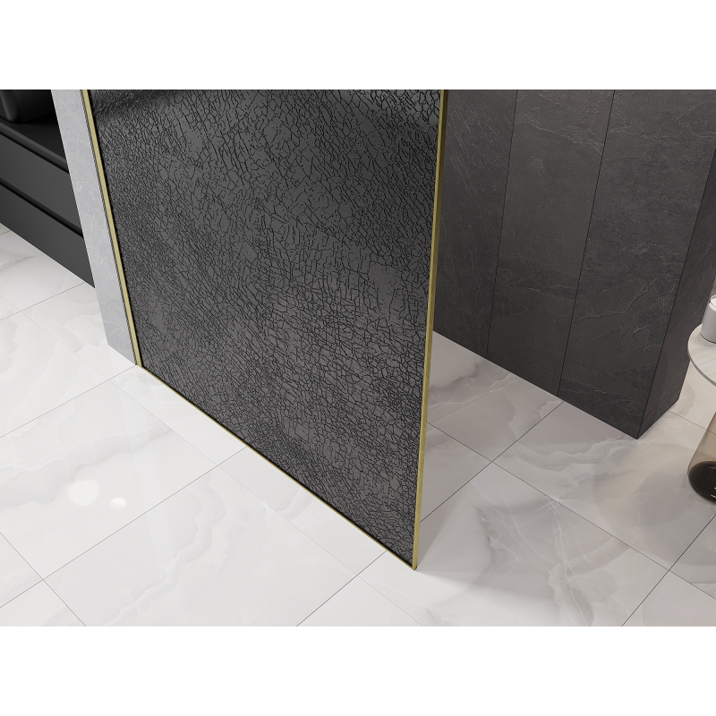 Mexen Kioto paroi de douche Walk-in 90 x 200 cm, crackle graphite 12 mm, or brossé - 800-090-101-55-44-X