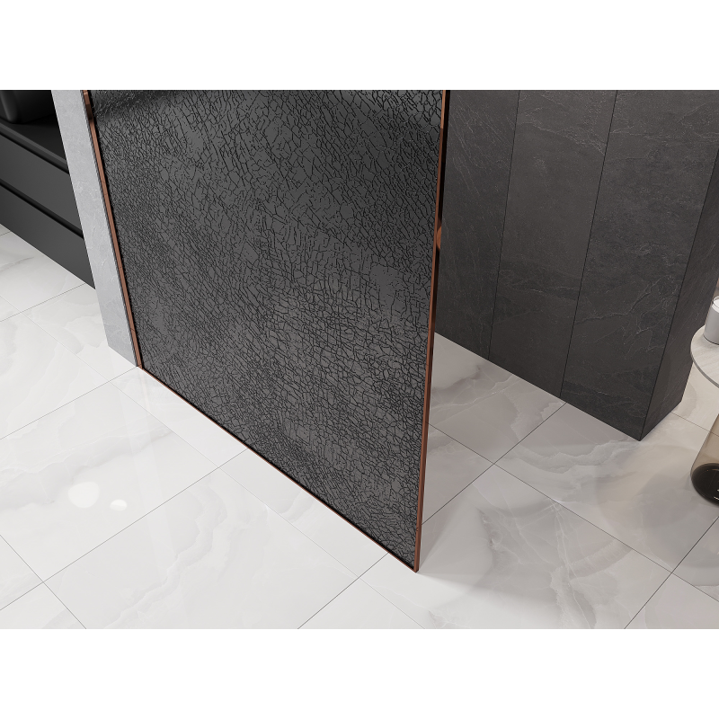 Mexen Kioto Paroi de douche Walk-in 70 x 200 cm, crackle graphite 12 mm, or rose - 800-070-101-60-44-X