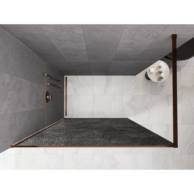 Mexen Kioto paroi de douche Walk-in 130 x 200 cm, crackle graphite 12 mm, or rose - 800-130-101-60-44-X