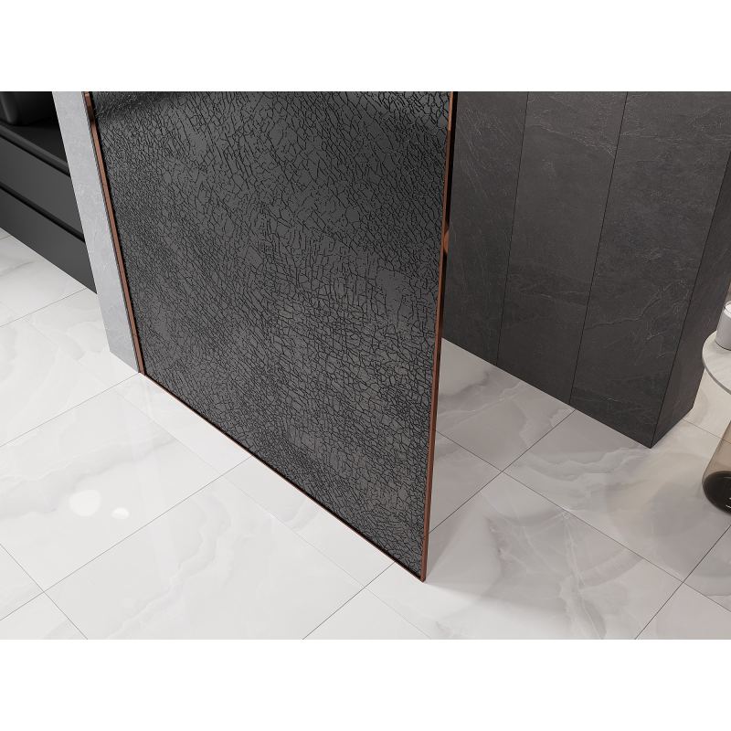 Mexen Kioto Paroi de douche Walk-in 90 x 200 cm, crackle graphite 12 mm, or rose - 800-090-101-60-44-X