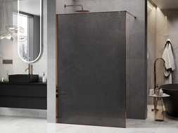Mexen Kioto paroi de douche Walk-in 80 x 200 cm, crackle graphite 12 mm, or rose - 800-080-101-60-44-X