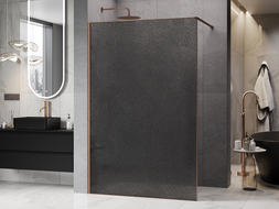 Mexen Kioto paroi de douche Walk-in 110 x 200 cm, crackle graphite 12 mm, cuivre brossé - 800-110-101-65-44-X