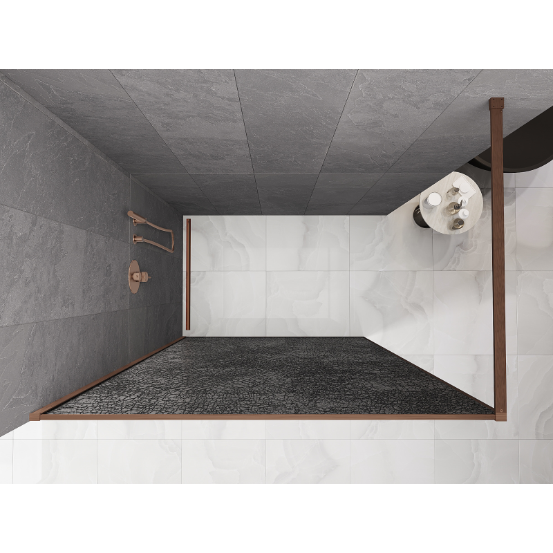 Mexen Kioto Paroi de douche Walk-in 80 x 200 cm, crackle graphite 12 mm, cuivre brossé - 800-080-101-65-44-X