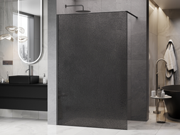 Mexen Kioto paroi de douche Walk-in 130 x 200 cm, crackle graphite 12 mm, gris gun brossé - 800-130-101-66-44-X