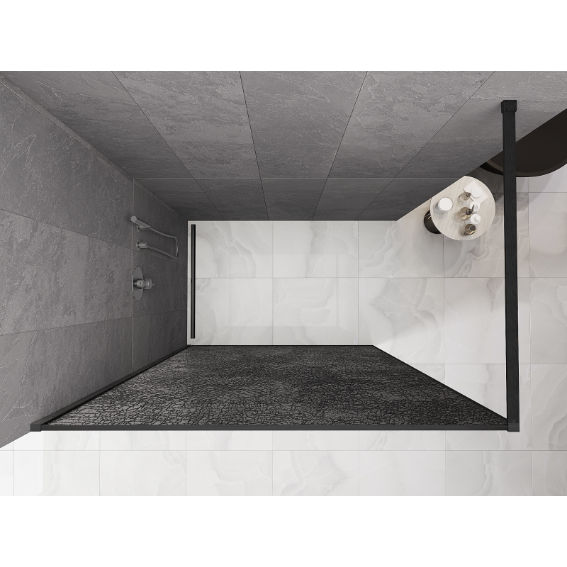 Mexen Kioto paroi de douche Walk-in 130 x 200 cm, crackle graphite 12 mm, gris gun brossé - 800-130-101-66-44-X