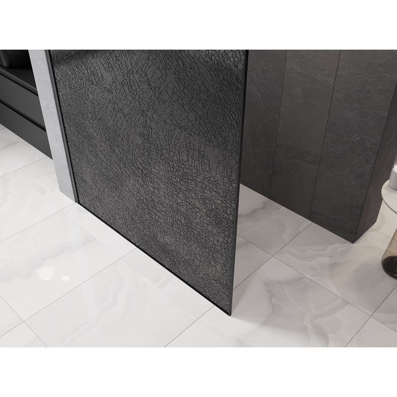 Mexen Kioto paroi de douche walk-in 90 x 200 cm, crackle graphite 12 mm, gris fusil brossé - 800-090-101-66-44-X