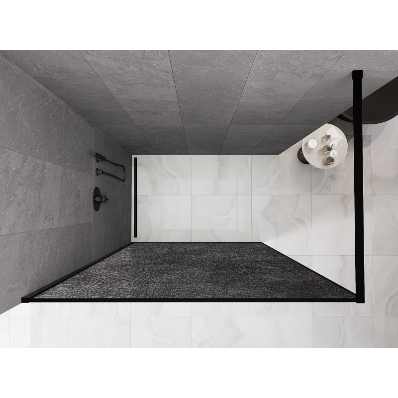 Mexen Kioto paroi de douche Walk-in 100 x 200 cm, crackle graphite 12 mm, noir - 800-100-101-70-44-X