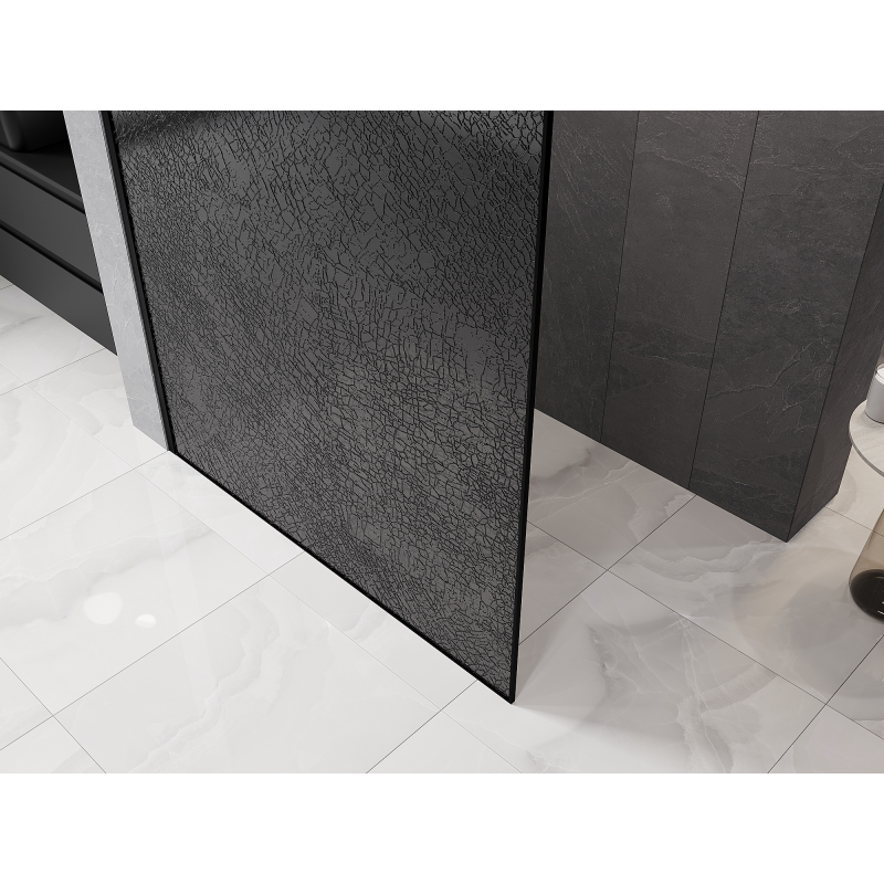 Mexen Kioto paroi de douche Walk-in 70 x 200 cm, craquelé graphite 12 mm, noir - 800-070-101-70-44-X