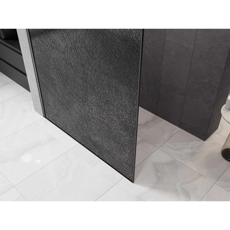 Mexen Kioto paroi de douche Walk-in 160 x 200 cm, crackle graphite 12 mm, métal gun - 800-160-101-95-44-X