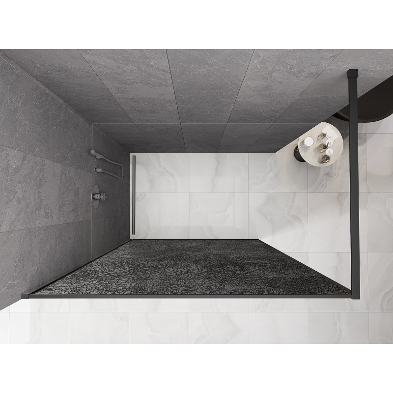 Mexen Kioto paroi de douche Walk-in 90 x 200 cm, crackle graphite 12 mm, gun metal - 800-090-101-95-44-X