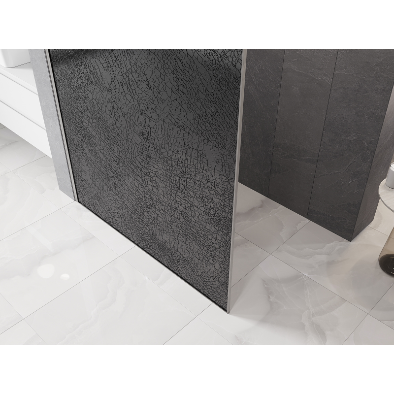 Mexen Kioto paroi de douche Walk-in 110 x 200 cm, crackle graphite 12 mm, nickel brossé - 800-110-101-97-44-X