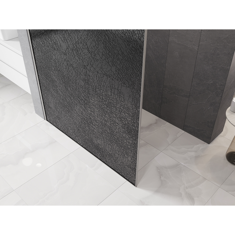 Mexen Kioto paroi de douche Walk-in 160 x 200 cm, crackle graphite 12 mm, nickel brossé - 800-160-101-97-44-X