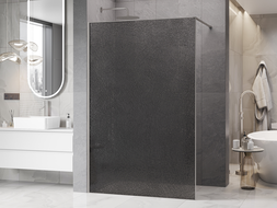 Mexen Kioto paroi de douche Walk-in 160 x 200 cm, crackle graphite 12 mm, nickel brossé - 800-160-101-97-44-X