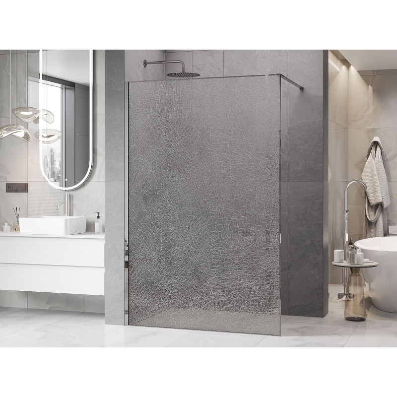 Mexen Kioto paroi de douche Walk-in 120 x 200 cm, crackle transparent 12 mm, chrome - 800-120-101-01-04-X