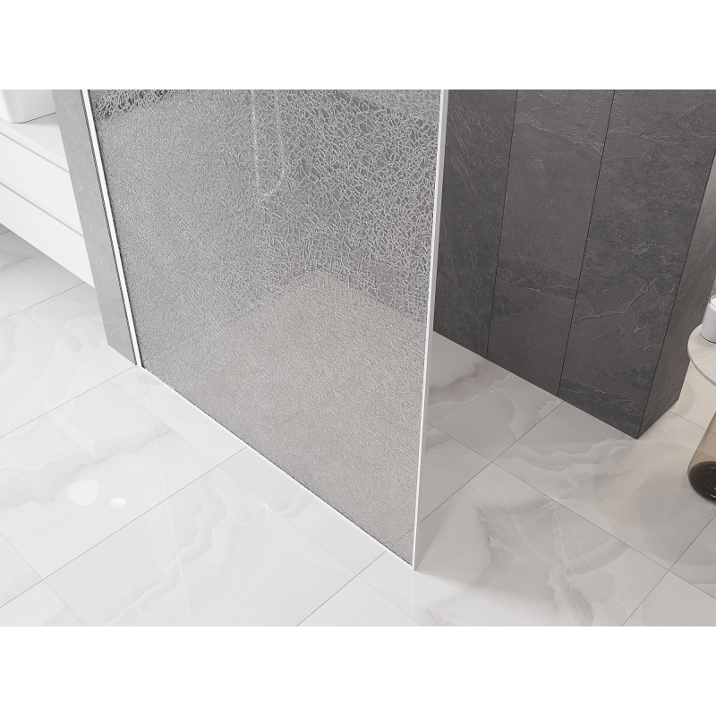 Mexen Kioto paroi de douche Walk-in 120 x 200 cm, crackle transparent 12 mm, blanc - 800-120-101-20-04-X