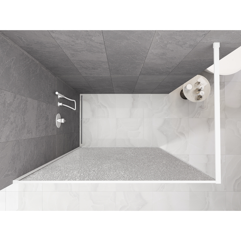 Mexen Kioto Paroi de douche Walk-in 110 x 200 cm, crackle transparent 12 mm, blanche - 800-110-101-20-04-X