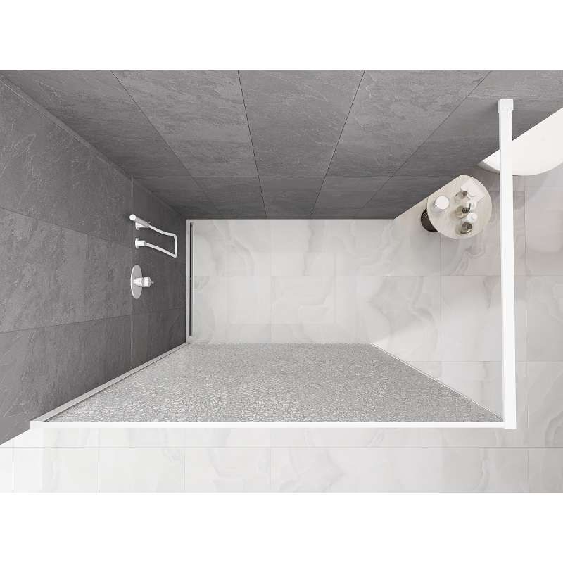 Mexen Kioto paroi de douche Walk-in 120 x 200 cm, crackle transparent 12 mm, blanc - 800-120-101-20-04-X