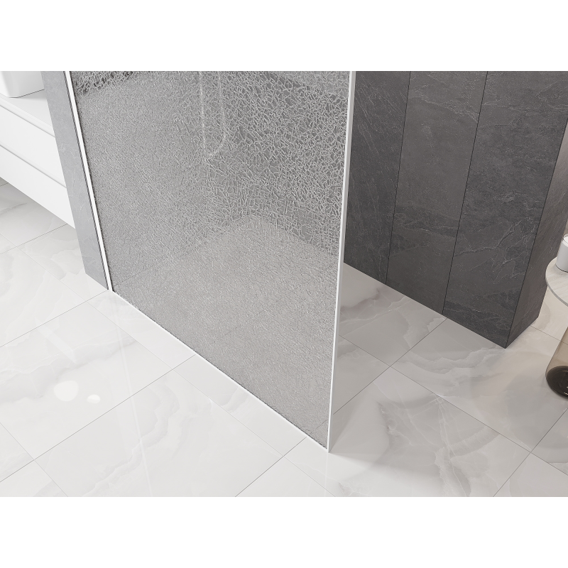 Mexen Kioto paroi de douche Walk-in 90 x 200 cm, crackle transparent 12 mm, blanc - 800-090-101-20-04-X