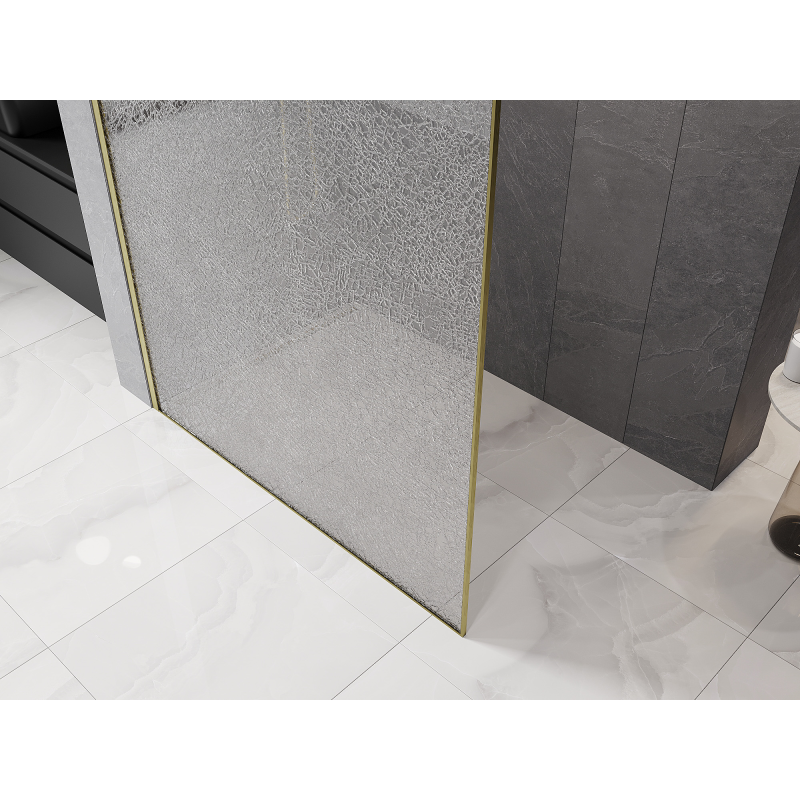 Mexen Kioto paroi de douche Walk-in 100 x 200 cm, crackle transparent 12 mm, dorée brossée - 800-100-101-55-04-X