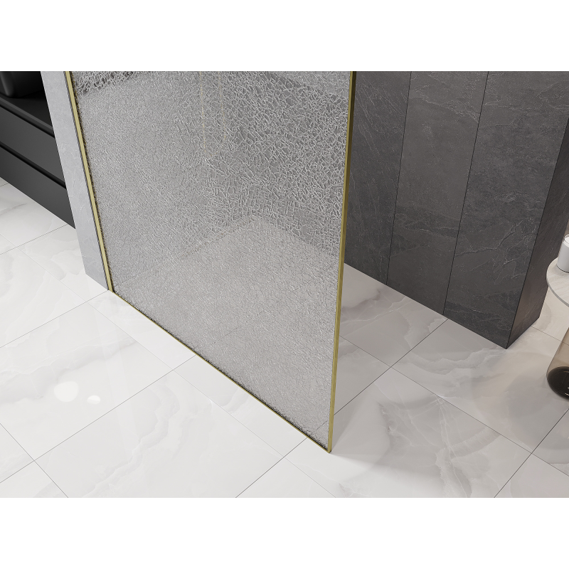 Mexen Kioto paroi de douche Walk-in 110 x 200 cm, crackle transparent 12 mm, or brossé - 800-110-101-55-04-X