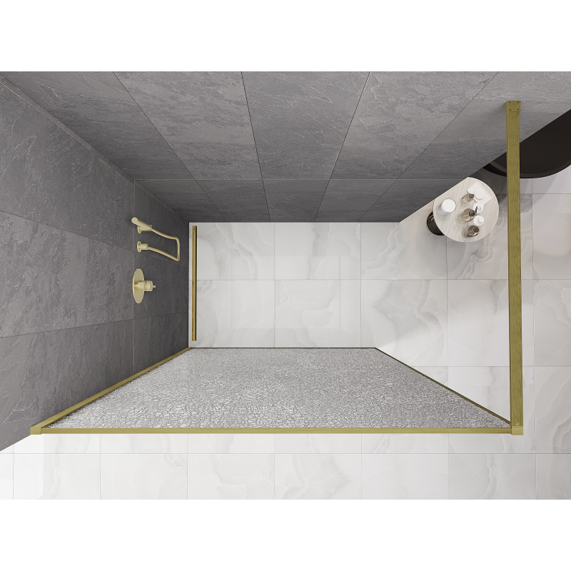 Mexen Kioto paroi de douche Walk-in 110 x 200 cm, crackle transparent 12 mm, or brossé - 800-110-101-55-04-X
