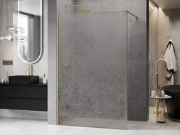 Mexen Kioto Paroi de douche Walk-in 70 x 200 cm, crackle transparent 12 mm, or brossé - 800-070-101-55-04-X