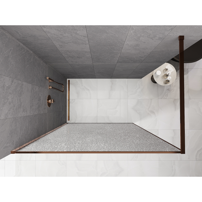 Mexen Kioto paroi de douche Walk-in 110 x 200 cm, crackle transparent 12 mm, or rose - 800-110-101-60-04-X