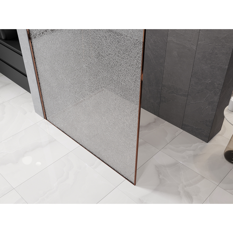Mexen Kioto Paroi de douche Walk-in 70 x 200 cm, crackle transparent 12 mm, or rose - 800-070-101-60-04-X