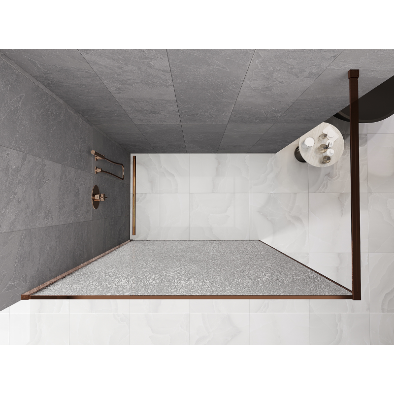 Mexen Kioto paroi de douche Walk-in 150 x 200 cm, crackle transparent 12 mm, or rose - 800-150-101-60-04-X