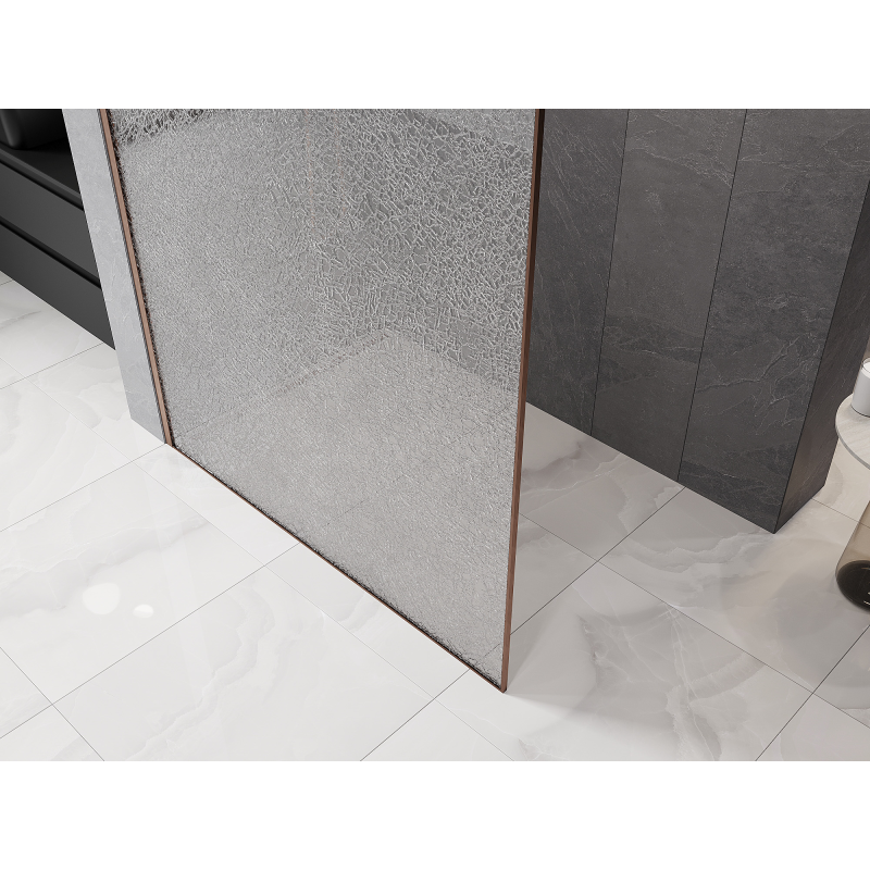 Mexen Kioto paroi de douche Walk-in 80 x 200 cm, crackle transparent 12 mm, cuivre brossé - 800-080-101-65-04-X