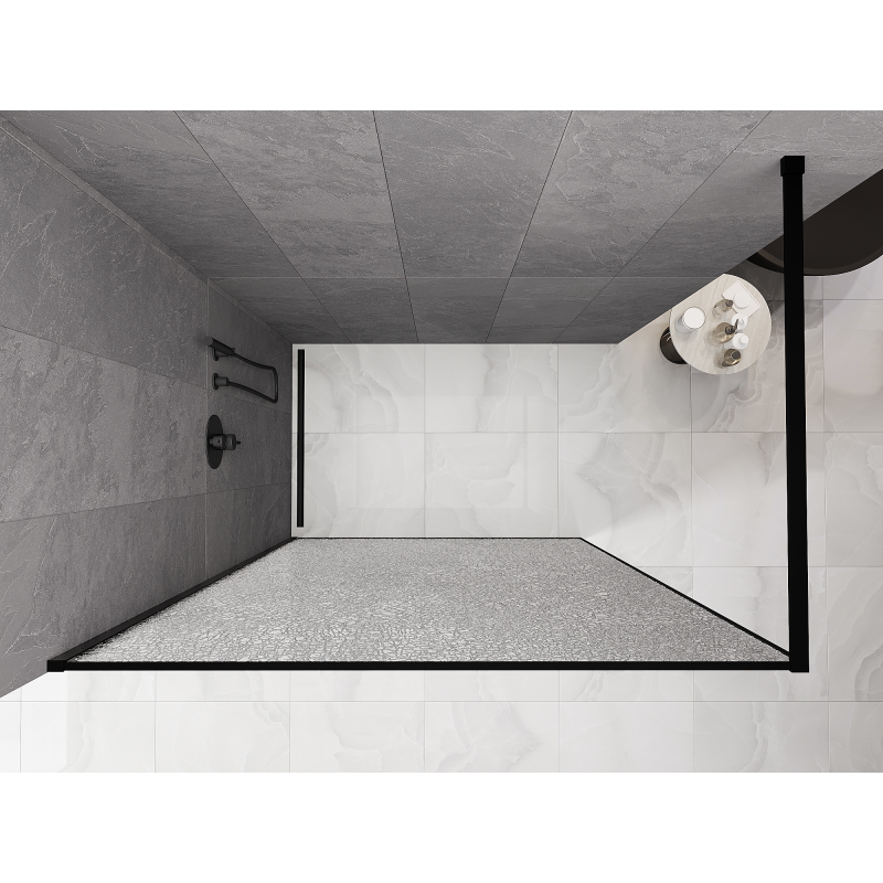 Mexen Kioto paroi de douche Walk-in 70 x 200 cm, crackle transparent 12 mm, noir - 800-070-101-70-04-X