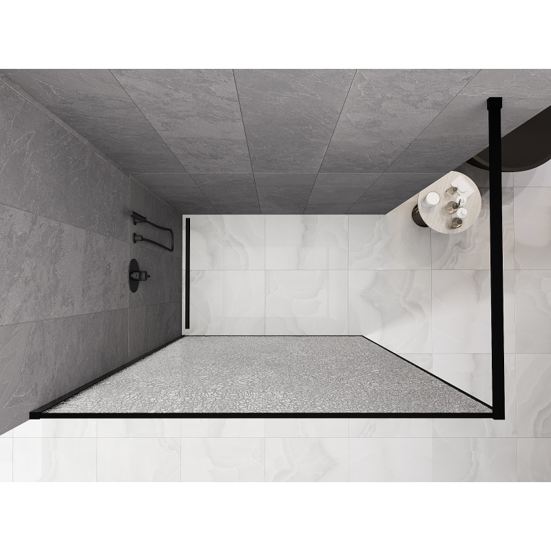 Mexen Kioto paroi de douche Walk-in 90 x 200 cm, crackle transparent 12 mm, noir - 800-090-101-70-04-X