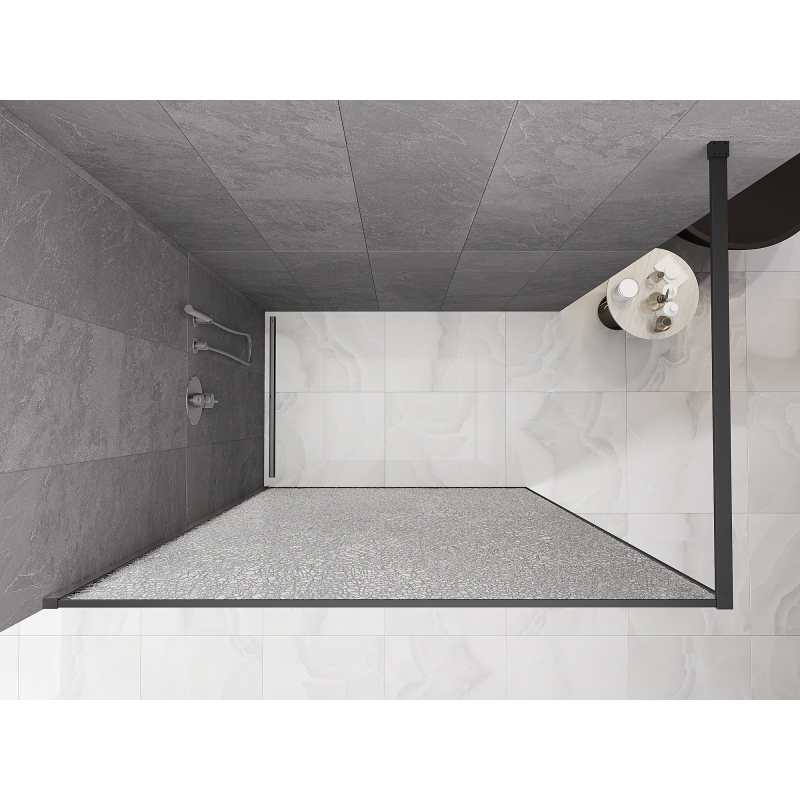 Mexen Kioto paroi de douche Walk-in 100 x 200 cm, crackle transparent 12 mm, gun metal - 800-100-101-95-04-X