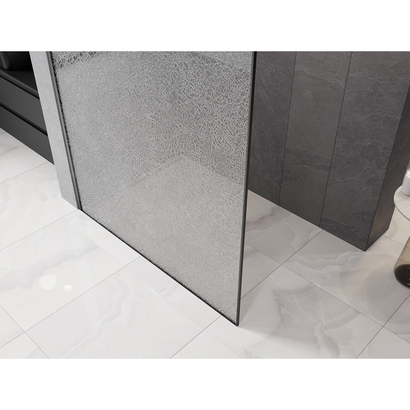 Mexen Kioto paroi de douche Walk-in 110 x 200 cm, crackle transparent 12 mm, gun metal - 800-110-101-95-04-X