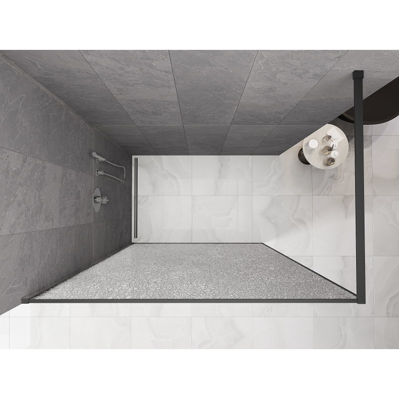 Mexen Kioto paroi de douche Walk-in 160 x 200 cm, crackle transparent 12 mm, gun metal - 800-160-101-95-04-X