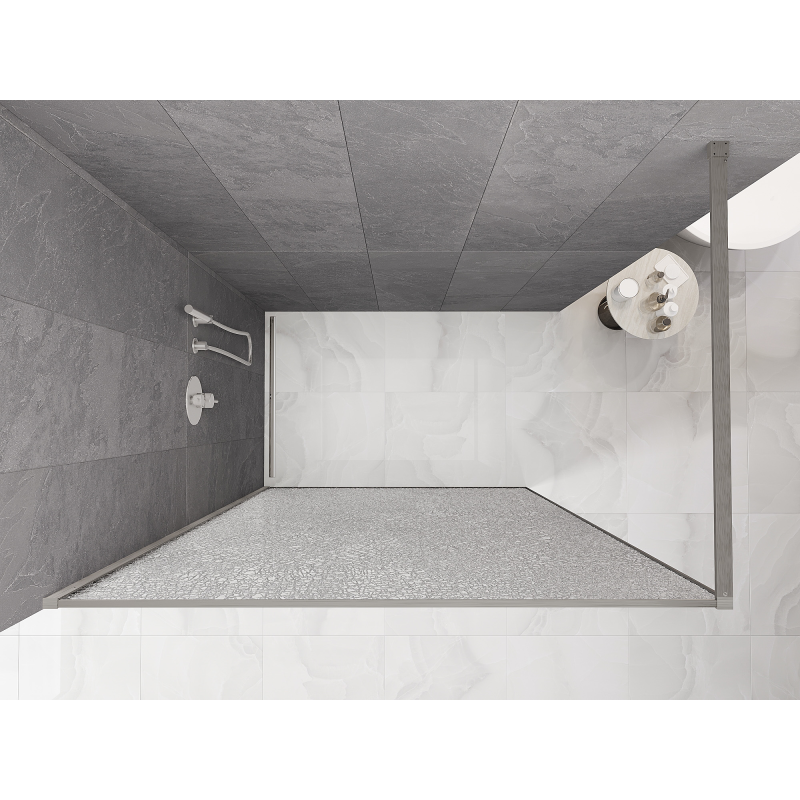 Mexen Kioto paroi de douche Walk-in 110 x 200 cm, crackle transparent 12 mm, nickel brossé - 800-110-101-97-04-X