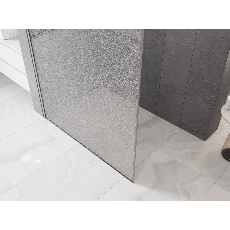 Mexen Kioto paroi de douche Walk-in 150 x 200 cm, crackle transparent 12 mm, nickel brossé - 800-150-101-97-04-X