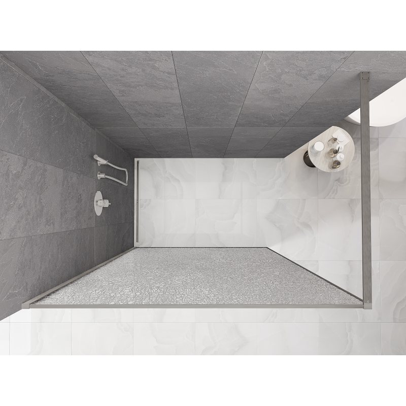 Mexen Kioto paroi de douche Walk-in 130 x 200 cm, crackle transparent 12 mm, nickel brossé - 800-130-101-97-04-X