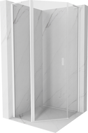 Mexen Mist L cabine de douche pentagonale pivotante 80 x 80 cm, transparent, blanc - 8A8L-080-080-20-00