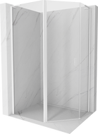 Mexen Mist L cabine de douche pentagonale asymétrique pivotante 90 x 80 cm, transparent, blanc - 8A8L-090-080-20-00