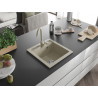 Mexen Vito Évier de cuisine 1 bac en granit avec robinet Telma, beige - 6503-69-670200-69