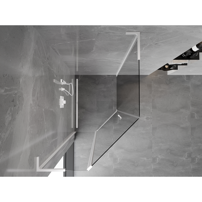 Mexen Mist L cabine de douche pentagonale asymétrique à battant 90 x 100 cm, transparente, blanche - 8A8L-090-100-20-00