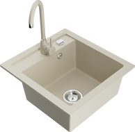 Mexen Vito évier de cuisine en granit 1 bac avec robinet de cuisine Telma, beige - 6503-69-670200-69